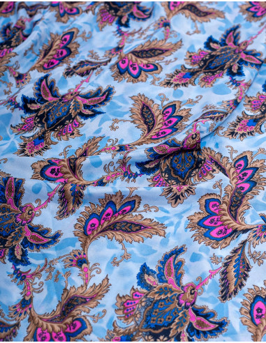 Kimago silk long dress with a floral print in...