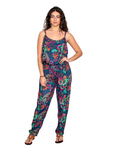 Kimago blue printed silk long jumpsuit with...