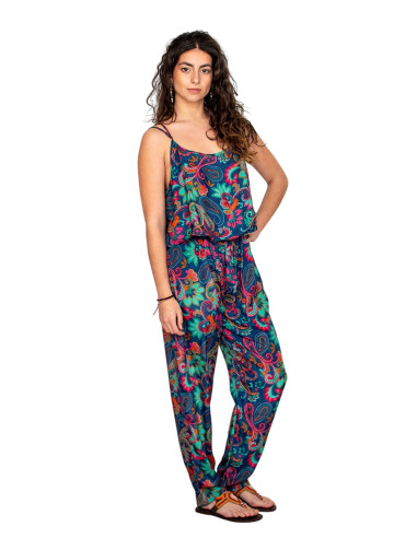 Kimago blue printed silk long jumpsuit with...