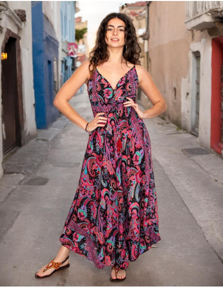 copy of KM2032B - Grey Floral Print Long Dress – Ethnic Fashion & Indian Authenticity