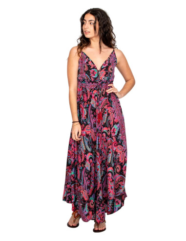 copy of KM2032B - Grey Floral Print Long Dress...