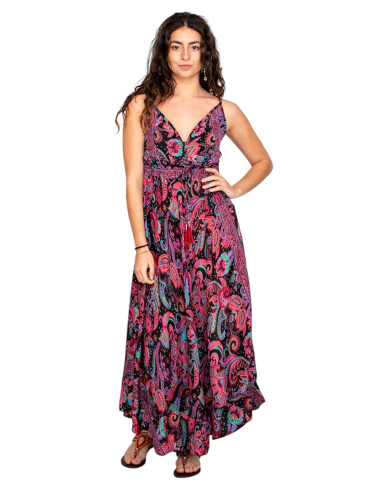 copy of KM2032B - Grey Floral Print Long Dress...