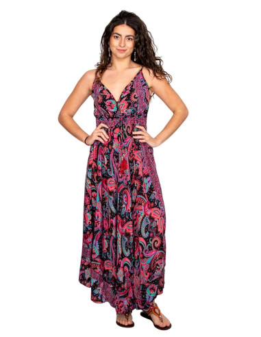 copy of KM2032B - Grey Floral Print Long Dress...