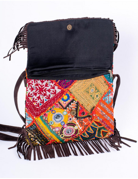 Kimago boho clutch with mirrors and handmade fringes