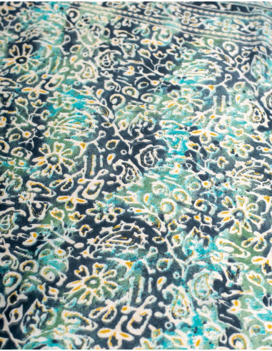 Vestido corto boho Kimago en seda verde con...