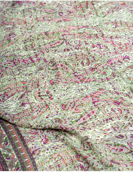 Vestido largo étnico verde de seda