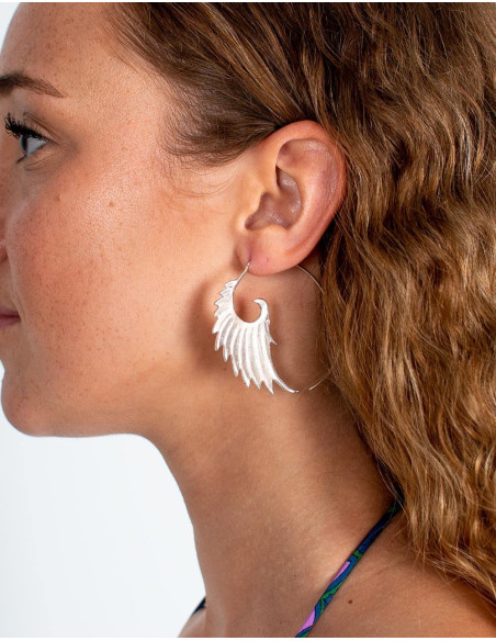 Kimago large handmade silver earrings