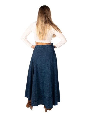Long blue boho wrap skirt | Kimago