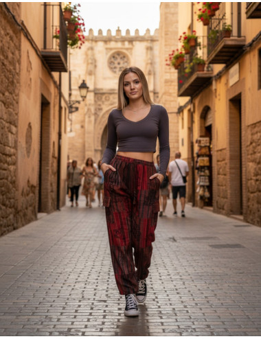 Kimago unisex patchwork straight trousers