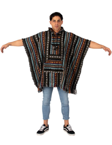 Unisex boho poncho with hood | Kimago