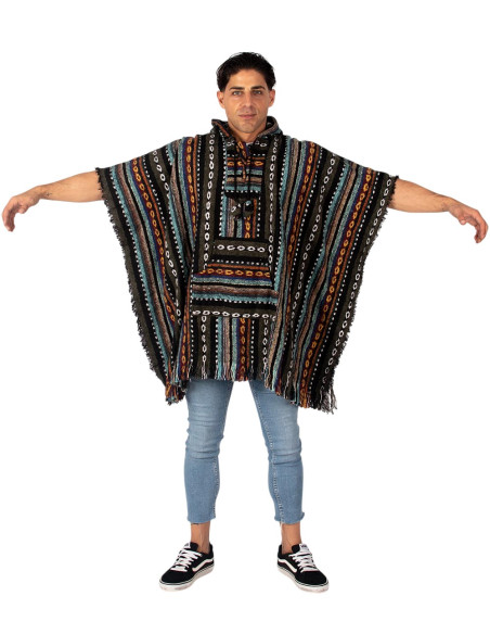 Unisex boho poncho with hood | Kimago