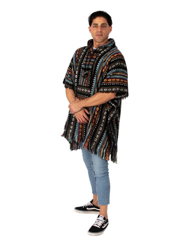 Unisex boho poncho with hood | Kimago