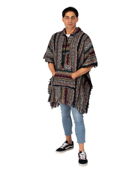Unisex boho poncho with hood | Kimago