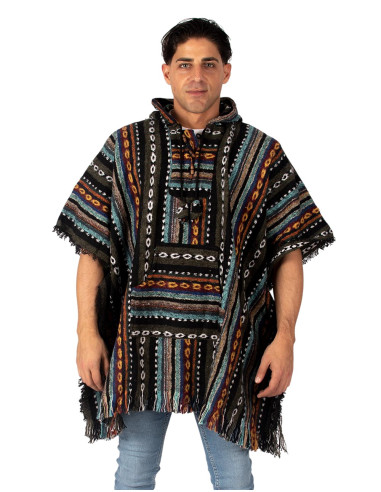 Unisex boho poncho with hood | Kimago