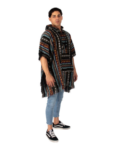 Unisex boho poncho with hood | Kimago
