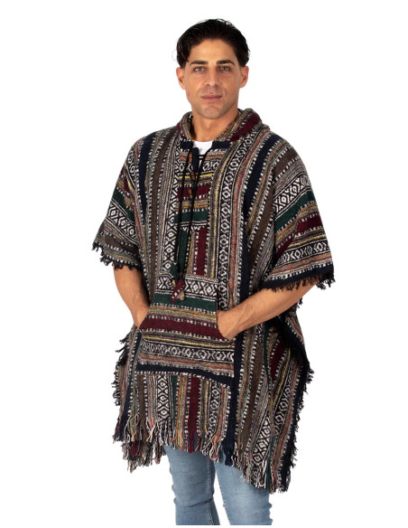 Unisex boho poncho with hood | Kimago