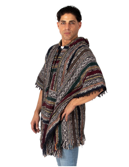 Unisex boho poncho with hood | Kimago