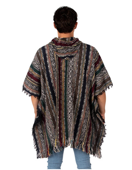 Unisex boho poncho with hood | Kimago