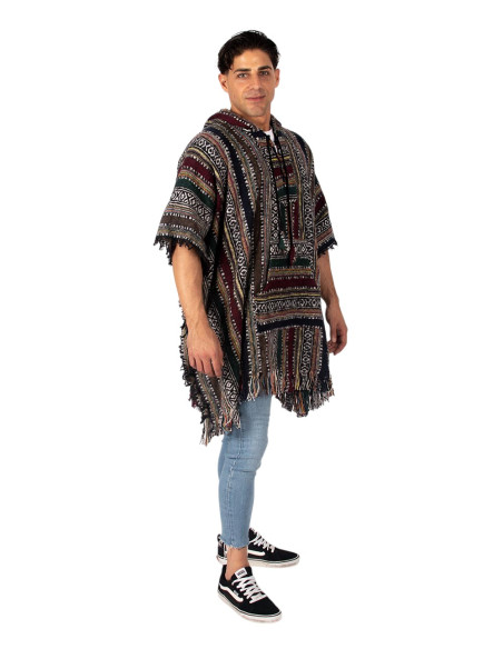 Unisex boho poncho with hood | Kimago