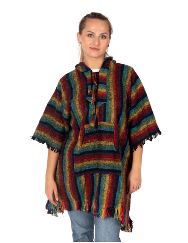 Unisex boho poncho with hood | Kimago