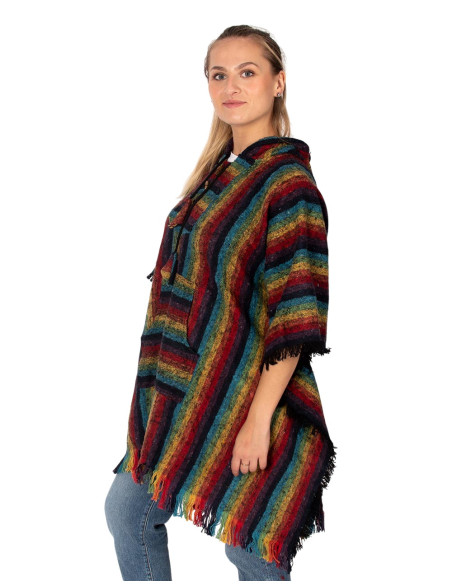 Poncho unisex boho con capucha | Kimago