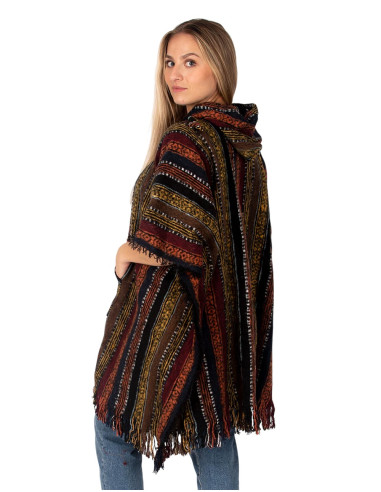 Poncho unisex boho con capucha | Kimago