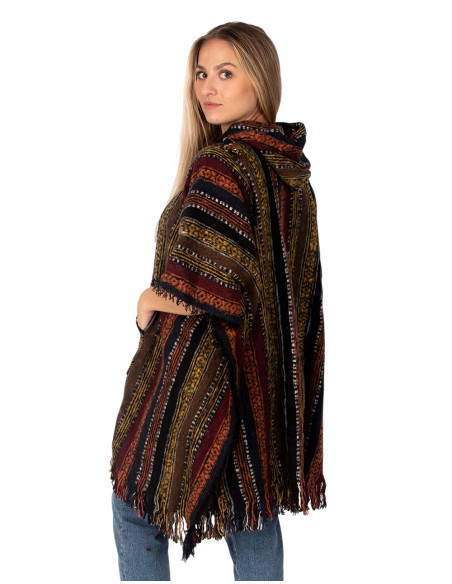 Unisex boho poncho with hood | Kimago