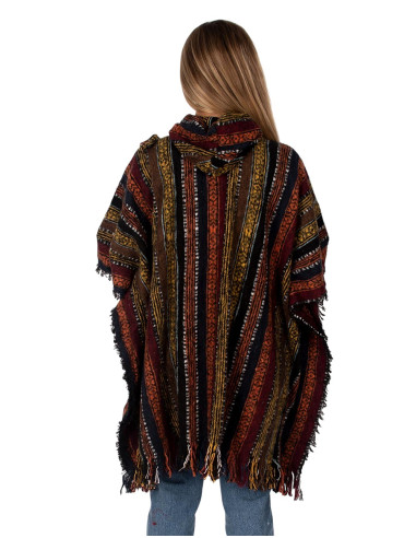 Poncho unisex boho con capucha | Kimago