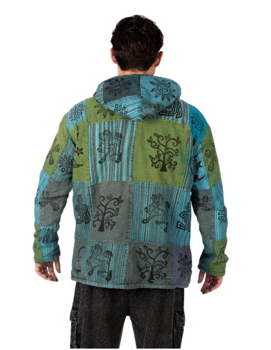 Unisex patchwork jacket with fleece lining |...