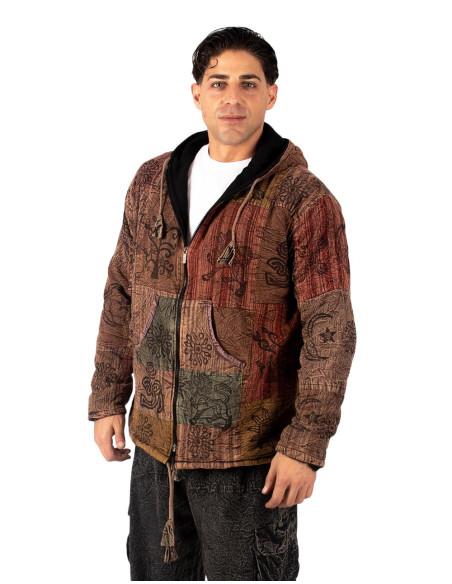 Unisex patchwork jacket with fleece lining | Kimago