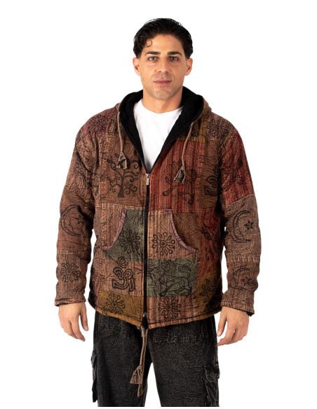 Unisex patchwork jacket with fleece lining | Kimago