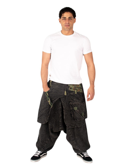 Handmade gray boho afghan pants | Kimago