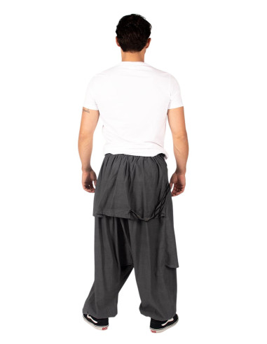 Gray cotton boho afghan pants | Kimago