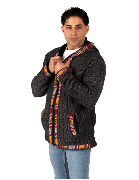 Gray boho jacket with fleece lining | Kimago