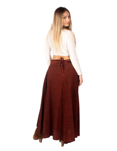 Long reddish brown boho skirt | Kimago