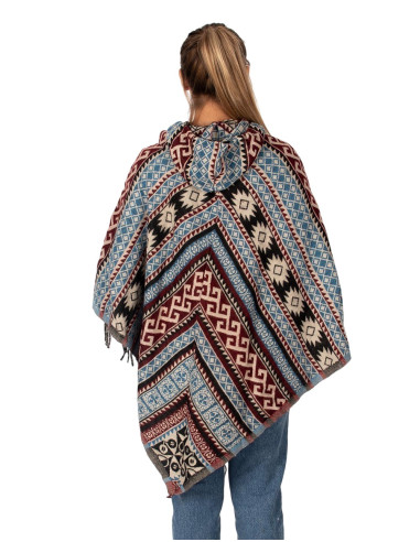 Unisex ethnic poncho with hood | Kimago
