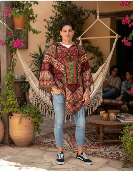 Poncho unisex artesanal con capucha | Kimago