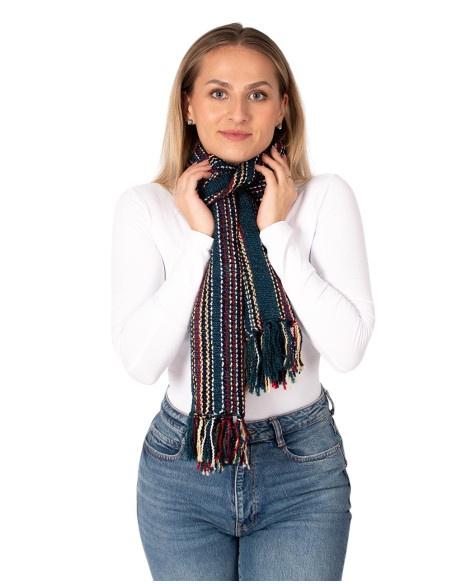 Handmade cotton scarf with fringe | Kimago