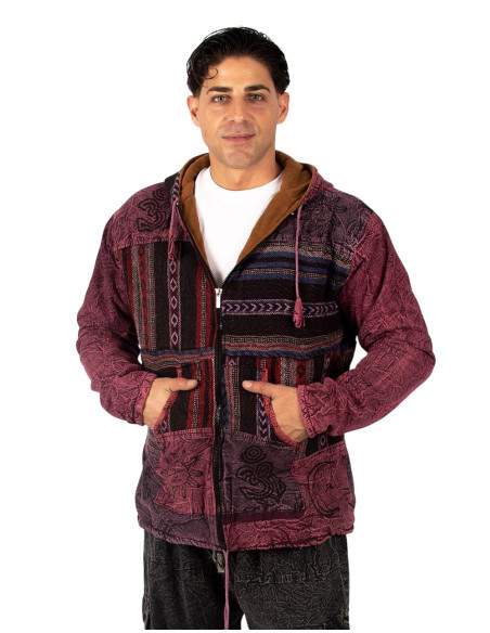 Patchwork jacket with fleece lining | Kimago