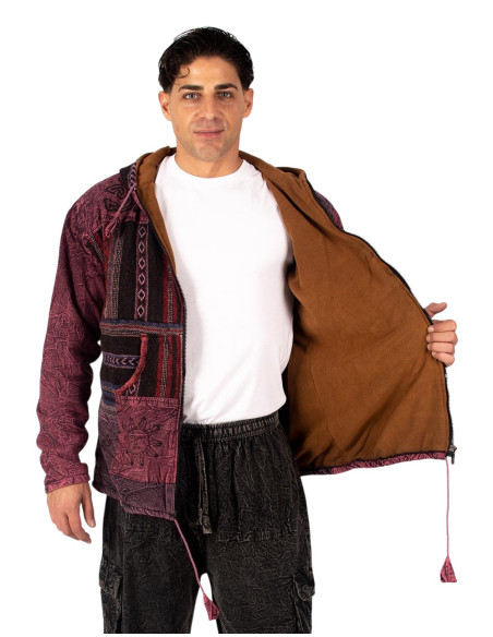 Patchwork jacket with fleece lining | Kimago