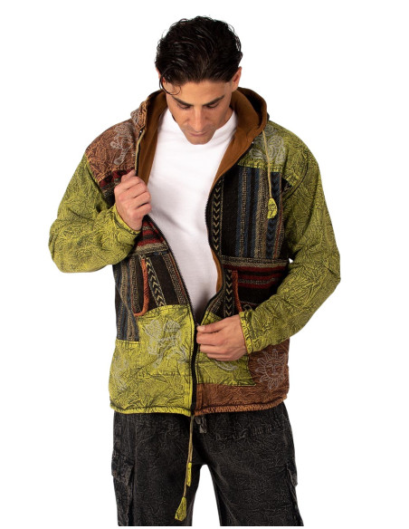 Patchwork jacket with fleece lining | Kimago
