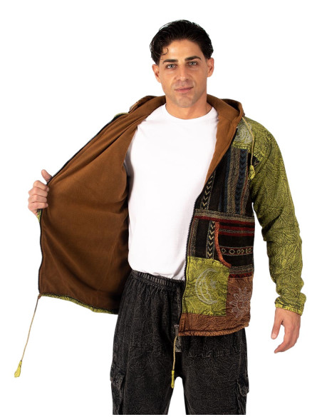 Patchwork jacket with fleece lining | Kimago