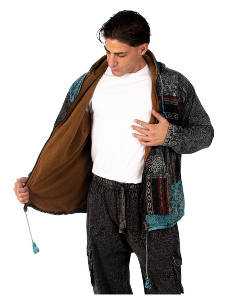 Patchwork jacket with fleece lining | Kimago