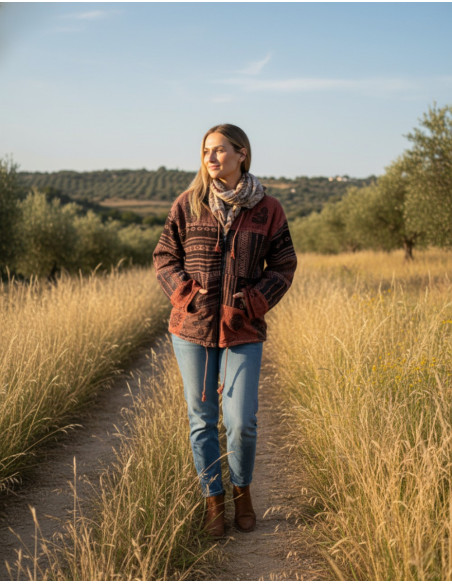 Patchwork jacket with fleece lining | Kimago