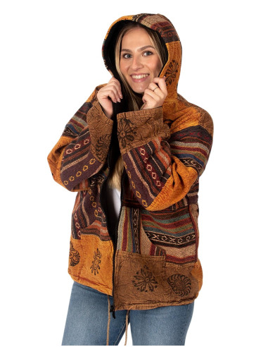 Chaqueta patchwork con forro polar | Kimago