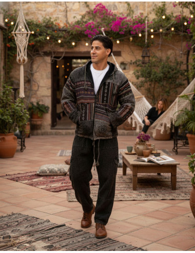 Unisex patchwork jacket with hood | Kimago