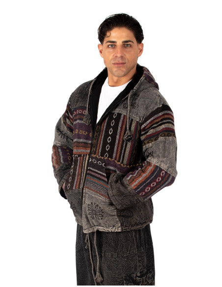 Unisex patchwork jacket with hood | Kimago