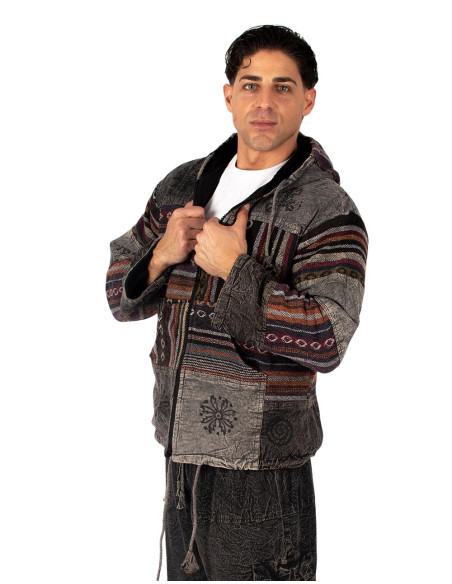 Unisex patchwork jacket with hood | Kimago