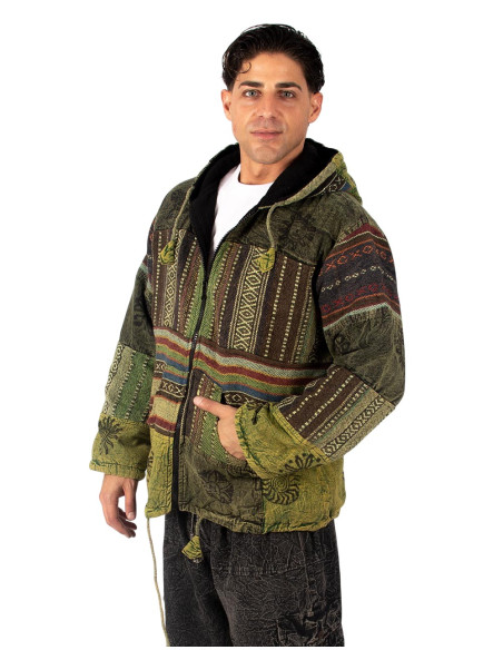 Unisex patchwork jacket with hood | Kimago