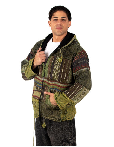Unisex patchwork jacket with hood | Kimago